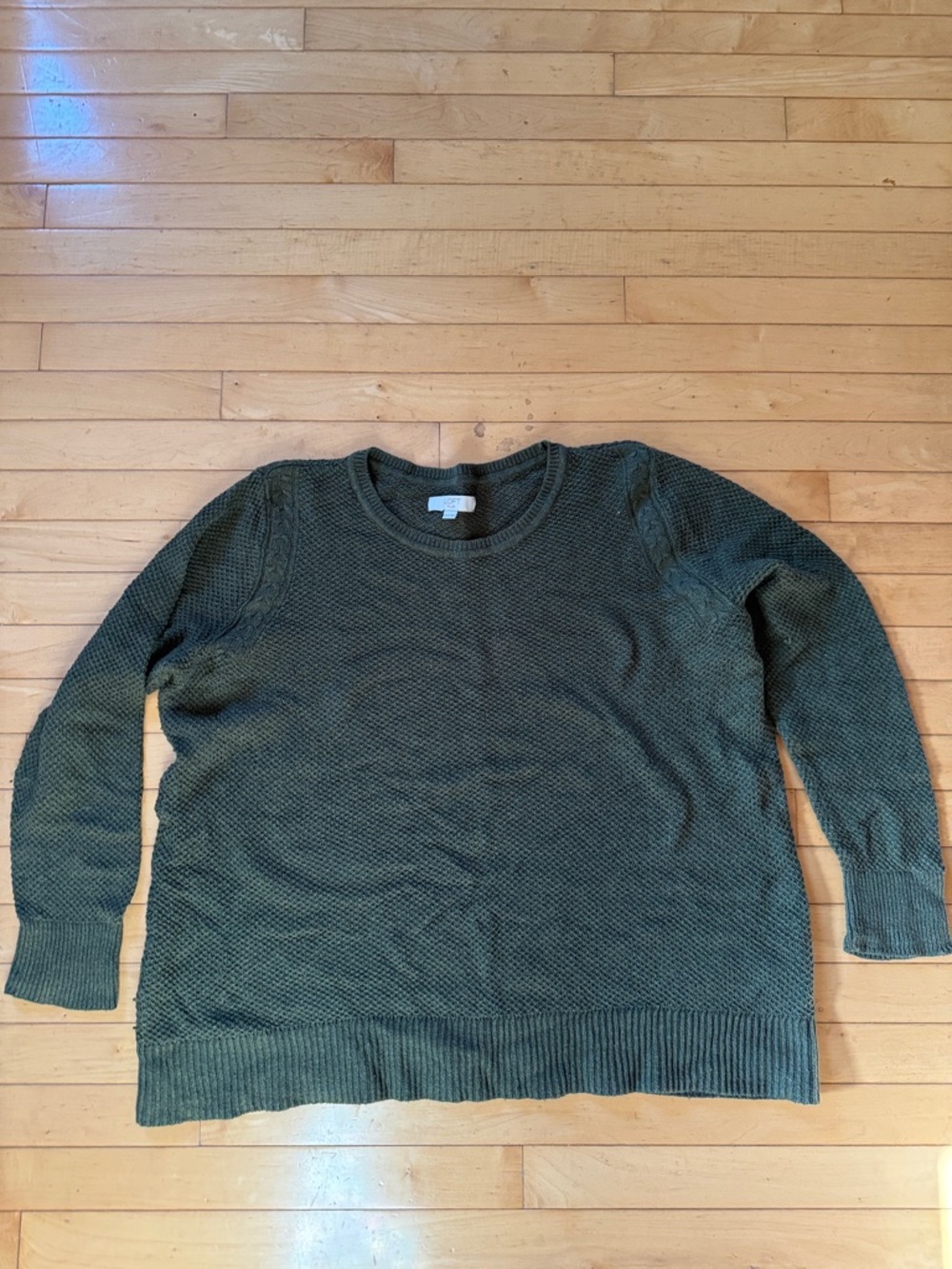 Ann Taylor loft plus Olive green crewneck cotton wool sweater 20/22 long sleeve